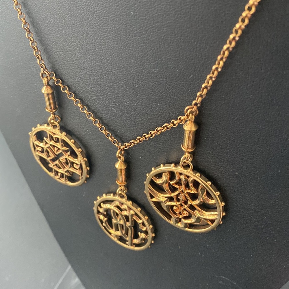 Robert Cavalli NWOT Triple logo medallion layered necklace - Picture 4 of 6